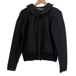 Lanvin Black Silk Blend Blouson Jacket w/ Zippered Sleeves Evening  Sz 36 France